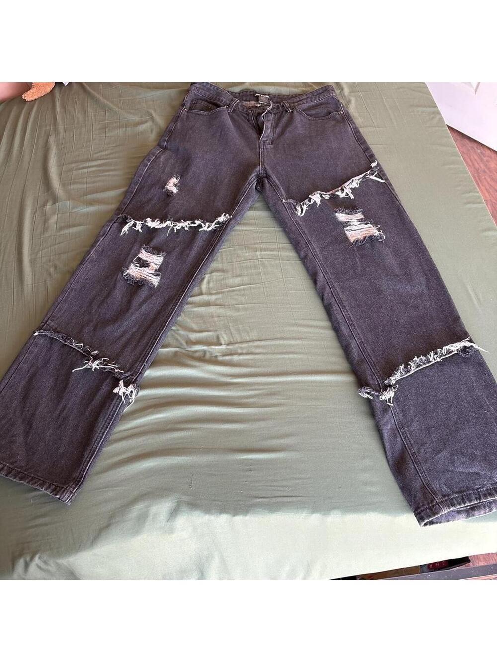 Hot Topic Men's Black and Grey Jeans